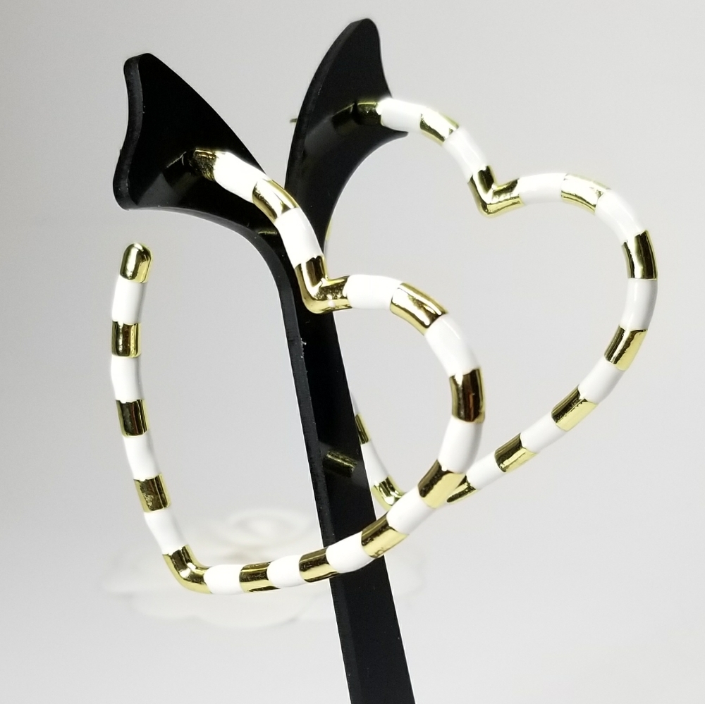 NEW Enamel Heart Hoop Earrings - Picture 3 of 9